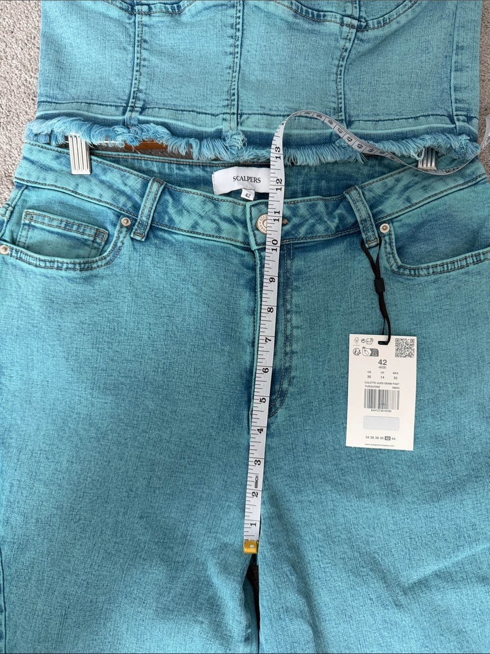 NWT Scalpers Culotte Ques Denim Matching Set Turquoise Wash size L - Picture 9 of 10